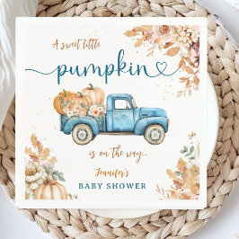 Blue Pumpkin Truck Baby Dusche Fall Party Paper Serviette