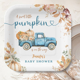 Blue Pumpkin Truck Baby Dusche Herbst Pappteller