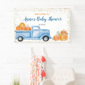 Blue Pumpkin Truck Baby Dusche Party Banner (Insitu)