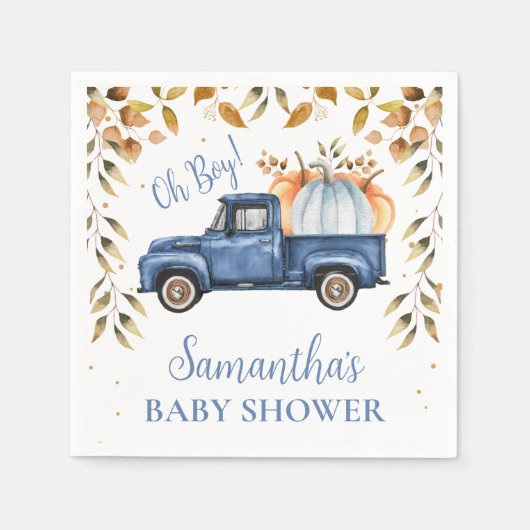 Blue Pumpkin Truck Baby Duschpapier Serviette (Vorderseite)