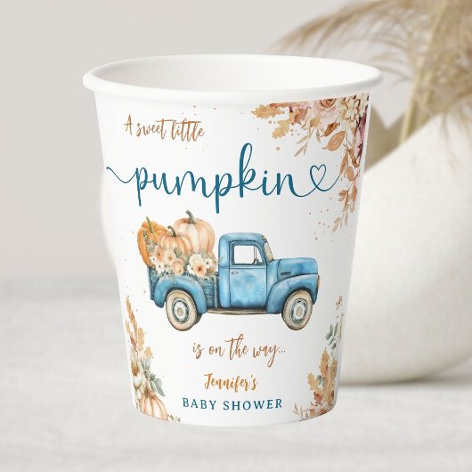 Blue Pumpkin Truck Baby Showdown Papier Pappbecher
