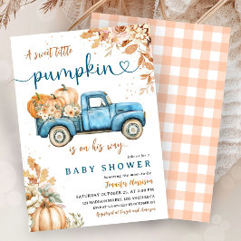 Blue Pumpkin Truck Baby Shower Boy Little Pumpkin Einladung