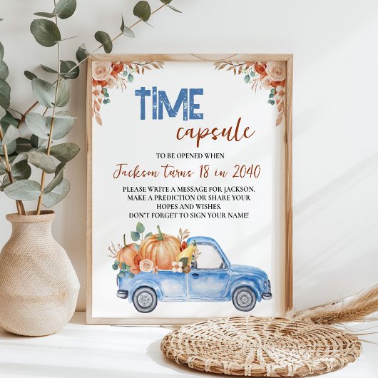 Blue Pumpkin Truck Birthday Time Kapsel Zeichen Poster