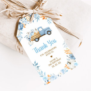 Blue Pumpkin Truck Fall Birthday Favor Tags Geschenkanhänger
