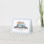 Blue Pumpkin Truck Gingham Boy Baby Dusche Dankeskarte (Vorderseite)