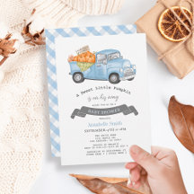 Blue Pumpkin Truck Gingham Boy Baby Dusche