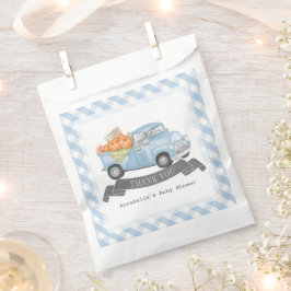 Blue Pumpkin Truck Gingham Boy Baby Dusche Geschenktütchen