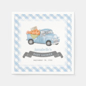 Blue Pumpkin Truck Gingham Boy Baby Dusche Serviette (Vorderseite)