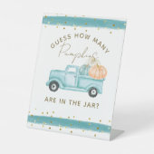 Blue Pumpkin Truck Guess Pumpkin Baby Showgame Sockelschild (Vorderseite)