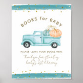 Blue Pumpkin Truck Modern Fall Baby Duschbuch Poster (Vorne)