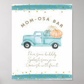 Blue Pumpkin Truck Modern Fall Baby Dusche Bar Poster (Vorne)