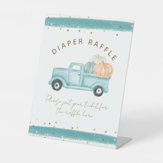 Blue Pumpkin Truck Modern Fall Baby Duschmaschine Sockelschild (Vorderseite)