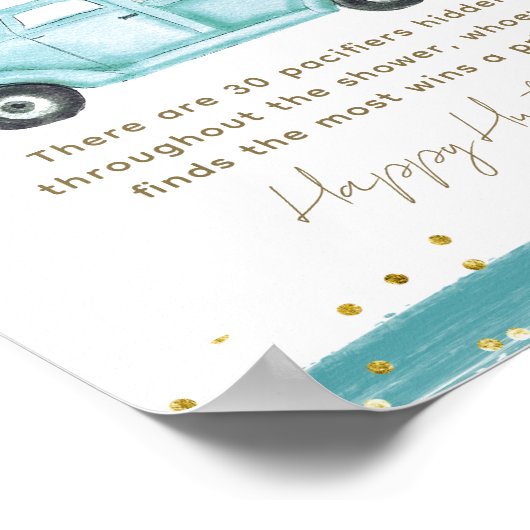 Blue Pumpkin Truck Modern Fall Baby Showspiel Poster (Ecke)