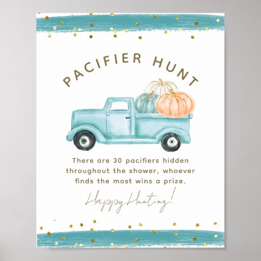 Blue Pumpkin Truck Modern Fall Baby Showspiel Poster (Vorne)