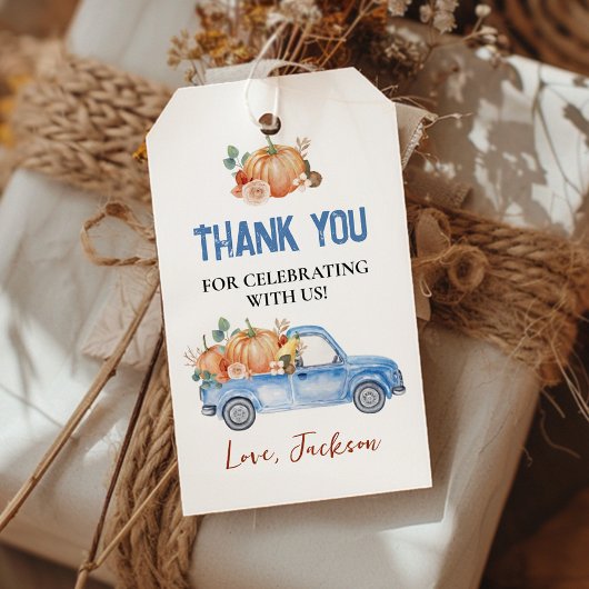 Blue Pumpkin Truck Party Vielen Dank Tag Geschenkanhänger