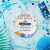 Blue Pumpkin Truck Pumpkin Blätter und Hay Birthda Pappteller (Party)
