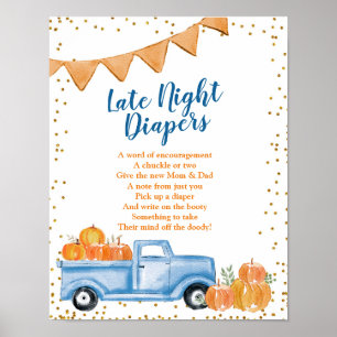 Blue Pumpkin Truck Späte Nacht Windeln Schild