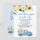 Blue Pumpkin Truck Sunflowers Babydusche Einladung (Vorne/Hinten)