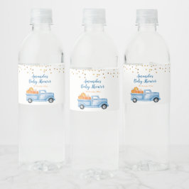 Blue Pumpkin Truck Water Bottle Labels Wasserflaschenetikett