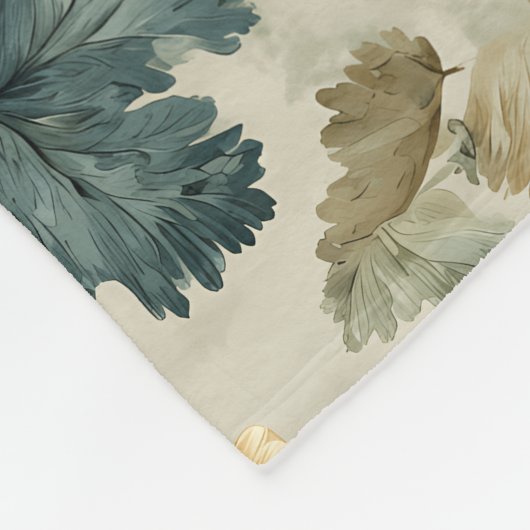 Blue Pumpkin und Autumn Leaves Fall Pattern Fleecedecke (Ecke)