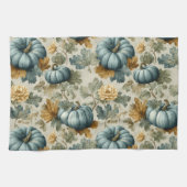 Blue Pumpkin und Autumn Leaves Fall Pattern Geschirrtuch (Horizontal)