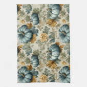 Blue Pumpkin und Autumn Leaves Fall Pattern Geschirrtuch (Vertikal)