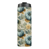 Blue Pumpkin und Autumn Leaves Fall Pattern Thermosbecher (Vorderseite)
