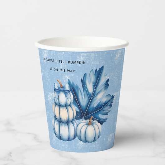 Blue Pumpkin und Leaf Boy Baby Dusche Pappbecher (Vorderseite)