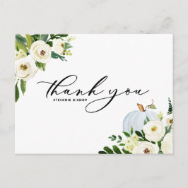 Blue Pumpkin und White Floral Abschluss Vielen Dan Postkarte