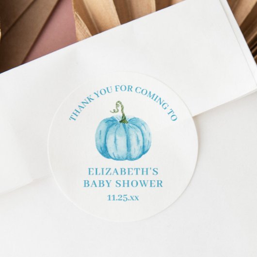 Blue Pumpkin Vielen Dank Baby Dusche Runder Aufkleber