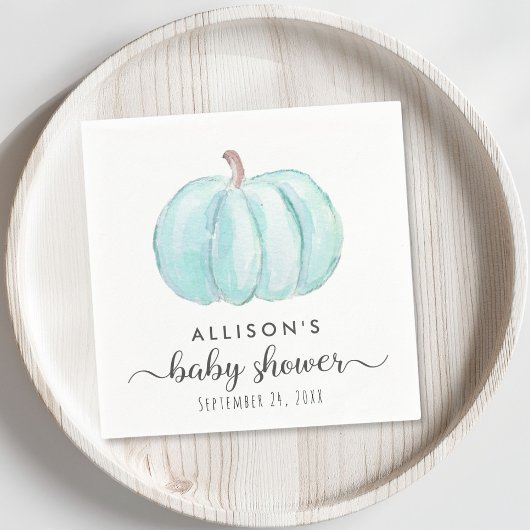 Blue Pumpkin Watercolor Baby Boy Dusche Serviette