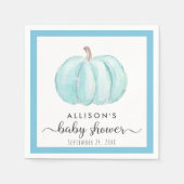 Blue Pumpkin Watercolor Baby Boy Dusche Serviette (Vorderseite)