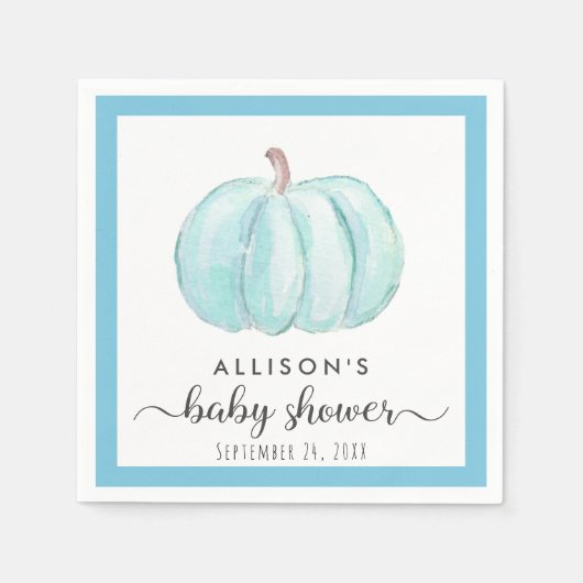 Blue Pumpkin Watercolor Baby Boy Dusche Serviette (Vorderseite)