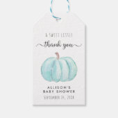 Blue Pumpkin Watercolor Baby Boy Dusche Vielen Dan Geschenkanhänger (Vorderseite)