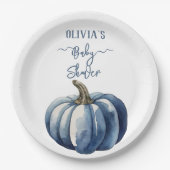 Blue Pumpkin Watercolor Boho Baby Boy Dusche Pappteller (Vorderseite)