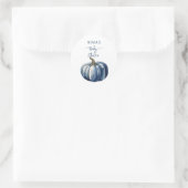 Blue Pumpkin Watercolor Boho Baby Boy Dusche Runder Aufkleber (Tasche)