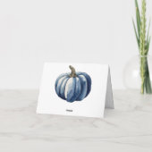 Blue Pumpkin Watercolor Boho Babydusche Dankeskarte (Rückseite)
