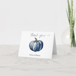 Blue Pumpkin Watercolor Boho Babydusche Dankeskarte