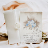 Blue Pumpkin Watercolor Boho Babydusche Einladung