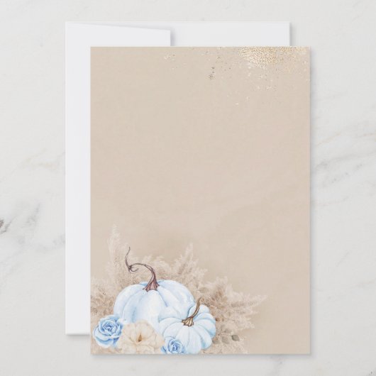 Blue Pumpkin Watercolor Boho Babydusche Einladung (Rückseite)