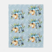 Blue Pumpkin Watercolor Herbst Fleecedecke (Vorderseite)