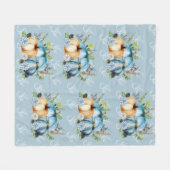 Blue Pumpkin Watercolor Herbst Fleecedecke (Vorderseite (Horizontal))