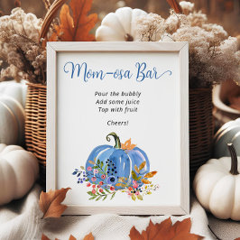 Blue Pumpkin Whimsical Baby Dusche Momosa Bar Poster