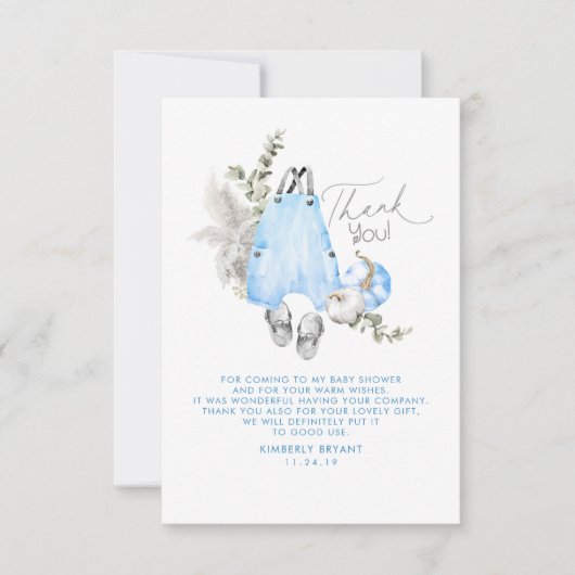 Blue Pumpkins Baby Dusche Kleiner Dank Dankeskarte (Vorderseite)