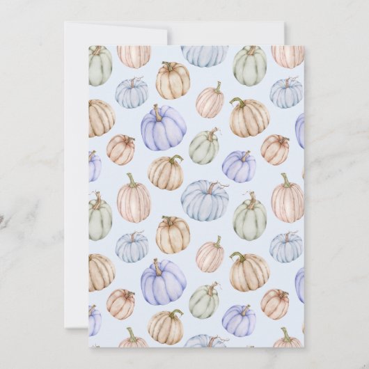 Blue Pumpkins Boy Baby Dusche Einladung (Rückseite)