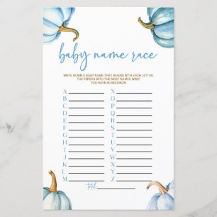 Blue Pumpkins Fall Name Race Baby Duschspiel