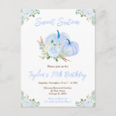 Blue Pumpkins Floral 16 . Geburtstag Postkarte (Vorderseite)