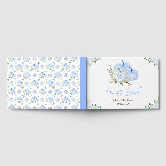 Blue Pumpkins Floral Baby Dusche Gästebuch (Voll)
