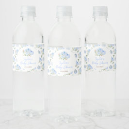 Blue Pumpkins Floral Baby Dusche Wasserflaschenetikett
