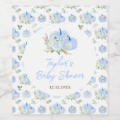 Blue Pumpkins Floral Baby Dusche Weinetikett (Einzelnes Label)